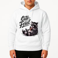 Cute But Feral Funny And Wild Raccoon Design Hoodie