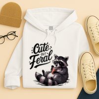 Cute But Feral Funny And Wild Raccoon Design Hoodie