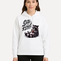Cute But Feral Funny And Wild Raccoon Design Hoodie