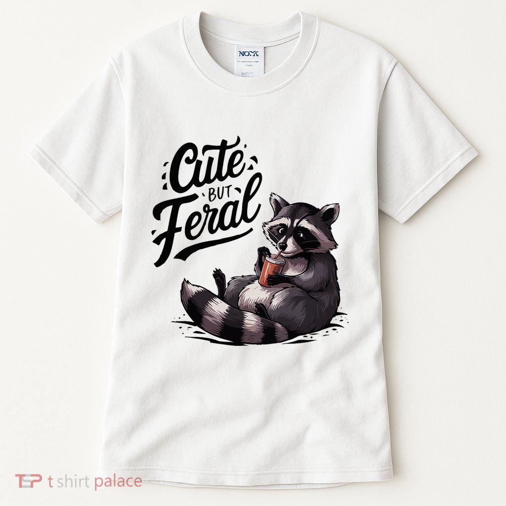 Cute But Feral Funny And Wild Raccoon Design Tall T-Shirt
