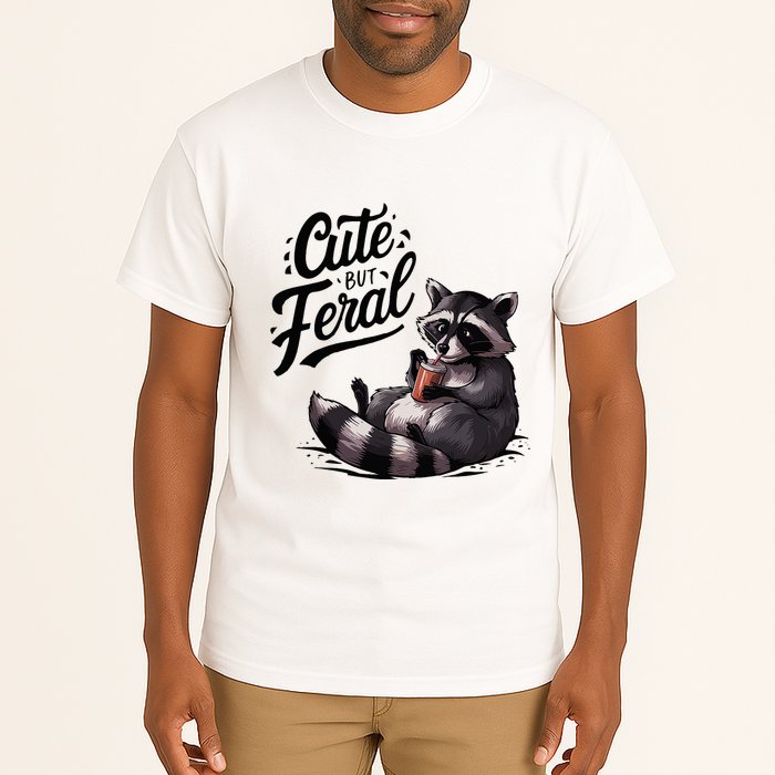 Cute But Feral Funny And Wild Raccoon Design Tall T-Shirt