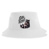 Cute But Feral Funny And Wild Raccoon Design Sustainable Bucket Hat