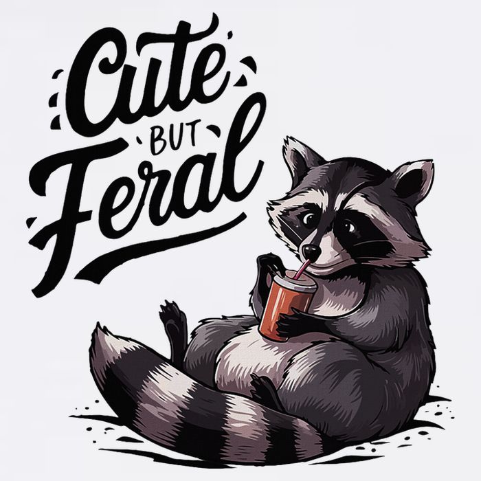 Cute But Feral Funny And Wild Raccoon Design Sustainable Bucket Hat