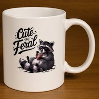 Cute But Feral Funny And Wild Raccoon Design 11oz C Handle Ceramic Mug