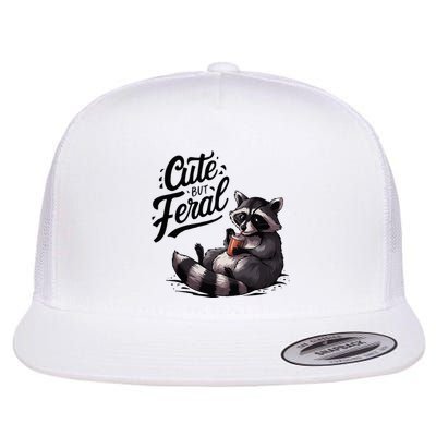 Cute But Feral Funny And Wild Raccoon Design Flatbill Hat