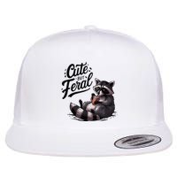 Cute But Feral Funny And Wild Raccoon Design Flatbill Hat