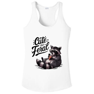 Cute But Feral Funny And Wild Raccoon Design Ladies PosiCharge Competitor Racerback Tank