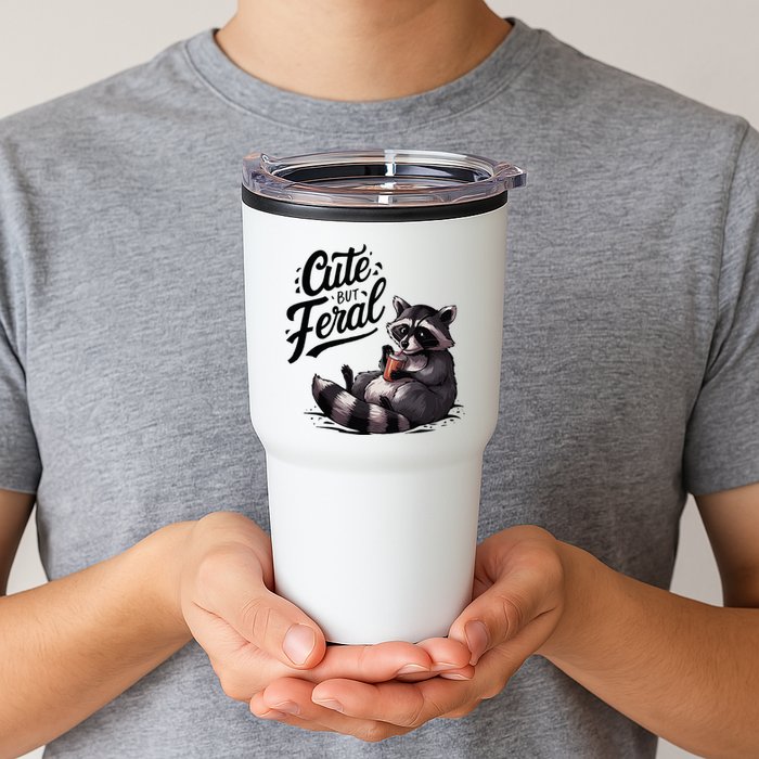Cute But Feral Funny And Wild Raccoon Design Tumbler
