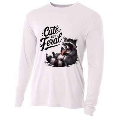 Cute But Feral Funny And Wild Raccoon Design Cooling Performance Long Sleeve Crew