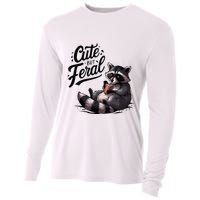 Cute But Feral Funny And Wild Raccoon Design Cooling Performance Long Sleeve Crew