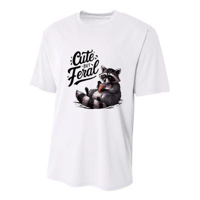 Cute But Feral Funny And Wild Raccoon Design Youth Performance Sprint T-Shirt