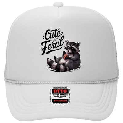 Cute But Feral Funny And Wild Raccoon Design Trucker Hat