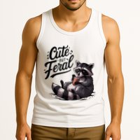 Cute But Feral Funny And Wild Raccoon Design Tank Top