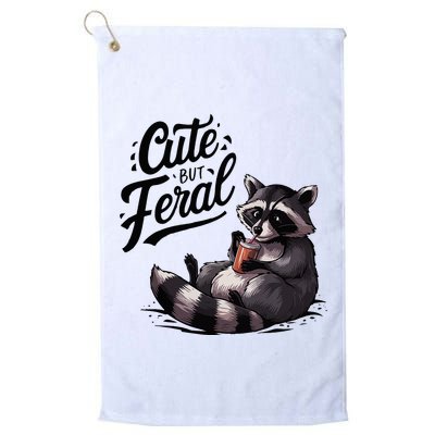 Cute But Feral Funny And Wild Raccoon Design Golf Towel