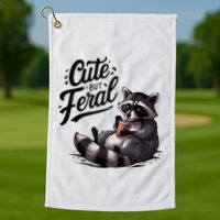 Cute But Feral Funny And Wild Raccoon Design Golf Towel