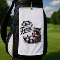 Cute But Feral Funny And Wild Raccoon Design Golf Towel