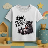 Cute But Feral Funny And Wild Raccoon Design Toddler T-Shirt