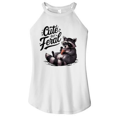 Cute But Feral Funny And Wild Raccoon Design Women’s Perfect Tri Rocker Tank