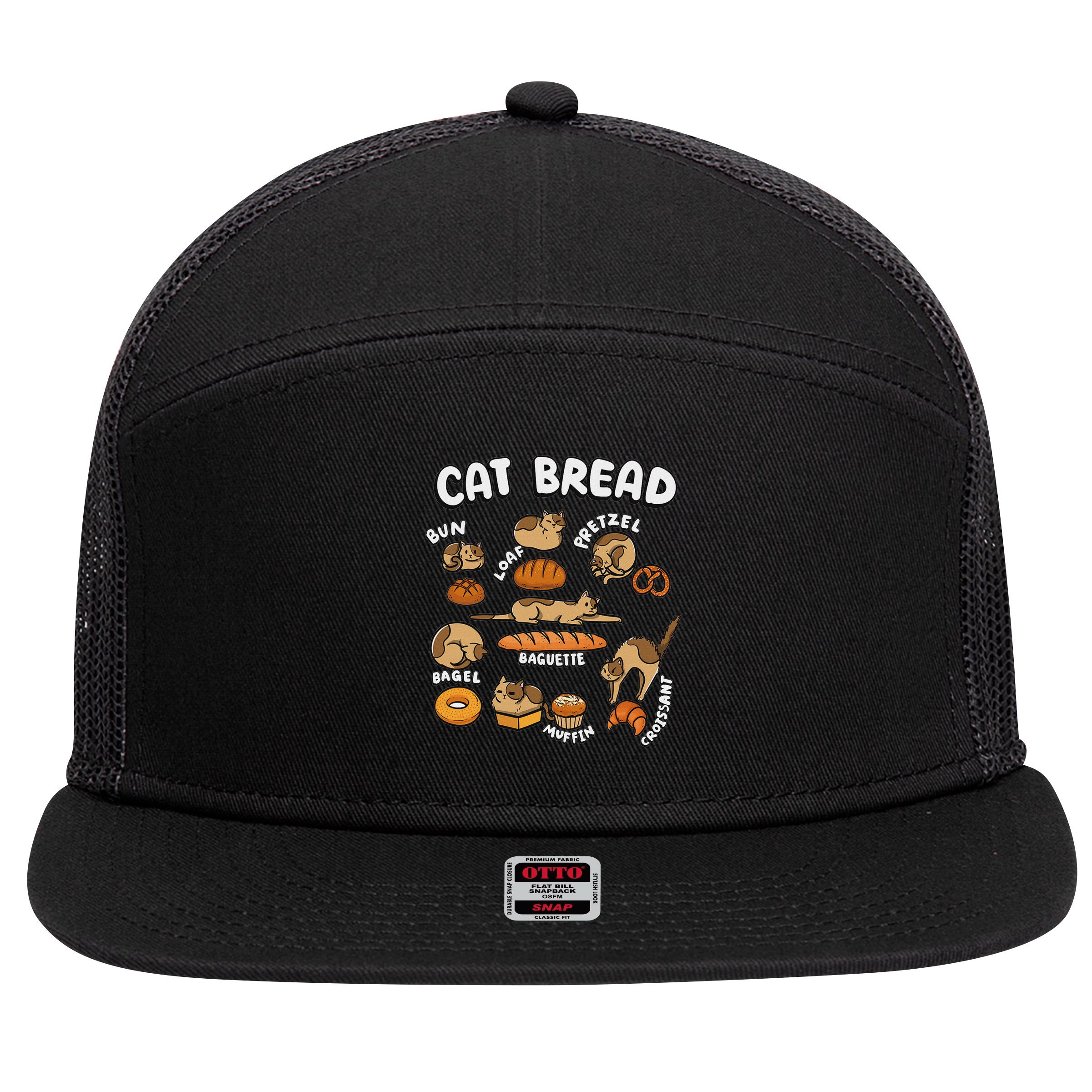 Cat Bread Foodie Kittten Pet Owner Loaf Lover Cat 7 Panel Mesh Trucker Snapback Hat