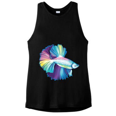 Colorful Betta Fish Swimming Ladies PosiCharge Tri-Blend Wicking Tank