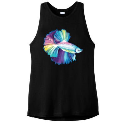 Colorful Betta Fish Swimming Ladies PosiCharge Tri-Blend Wicking Tank