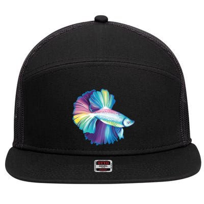 Colorful Betta Fish Swimming 7 Panel Mesh Trucker Snapback Hat