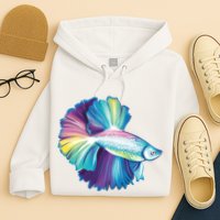 Colorful Betta Fish Swimming Hoodie