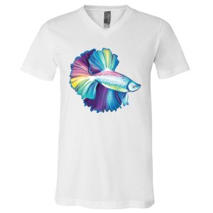 Colorful Betta Fish Swimming V-Neck T-Shirt