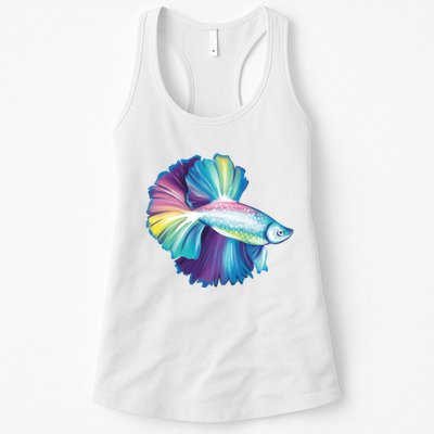 Colorful Betta Fish Swimming Womens Tank Top