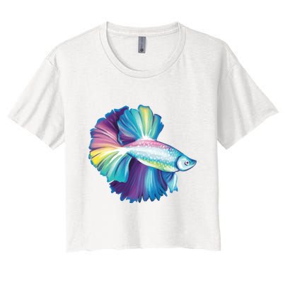 Colorful Betta Fish Swimming Crop Top
