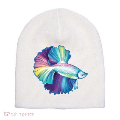 Colorful Betta Fish Swimming Short Acrylic Beanie