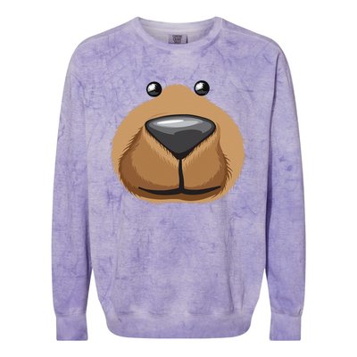 Cute Bear Face Costume Funny Halloween Teddy DIY Gift Colorblast Crewneck Sweatshirt