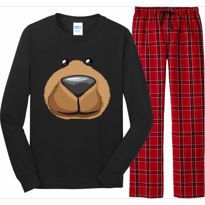 Cute Bear Face Costume Funny Halloween Teddy DIY Gift Long Sleeve Pajama Set