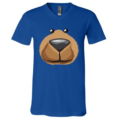 Cute Bear Face Costume Funny Halloween Teddy DIY Gift V-Neck T-Shirt