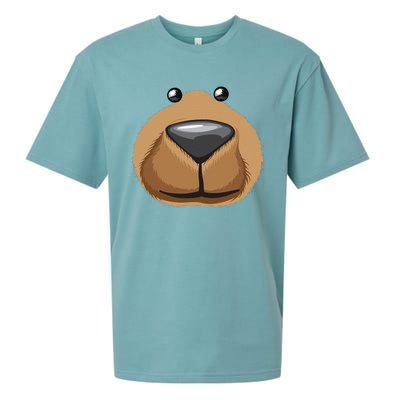 Cute Bear Face Costume Funny Halloween Teddy DIY Gift Sueded Cloud Jersey T-Shirt