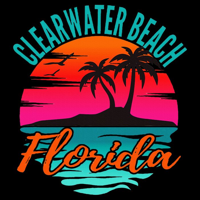 Clearwater Beach Florida Palm Tree Island Pink Cooling Performance Crew T-Shirt