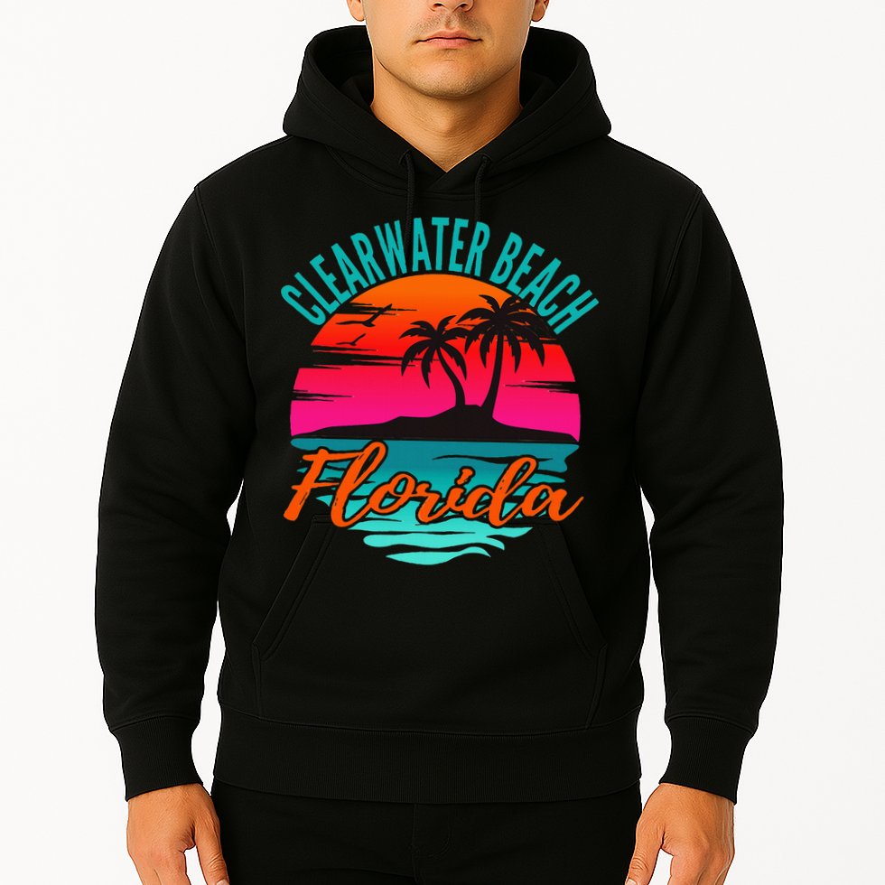 Clearwater Beach Florida Palm Tree Island Pink Hoodie
