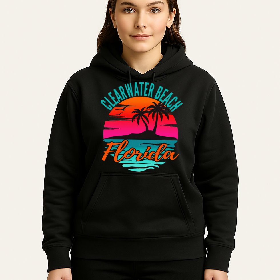 Clearwater Beach Florida Palm Tree Island Pink Hoodie