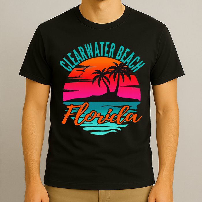 Clearwater Beach Florida Palm Tree Island Pink T-Shirt