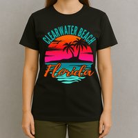 Clearwater Beach Florida Palm Tree Island Pink T-Shirt