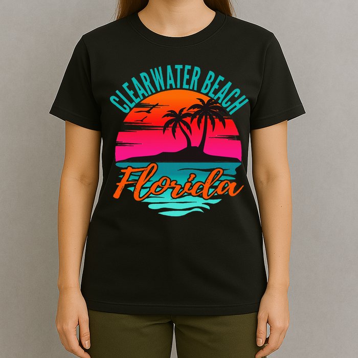 Clearwater Beach Florida Palm Tree Island Pink T-Shirt