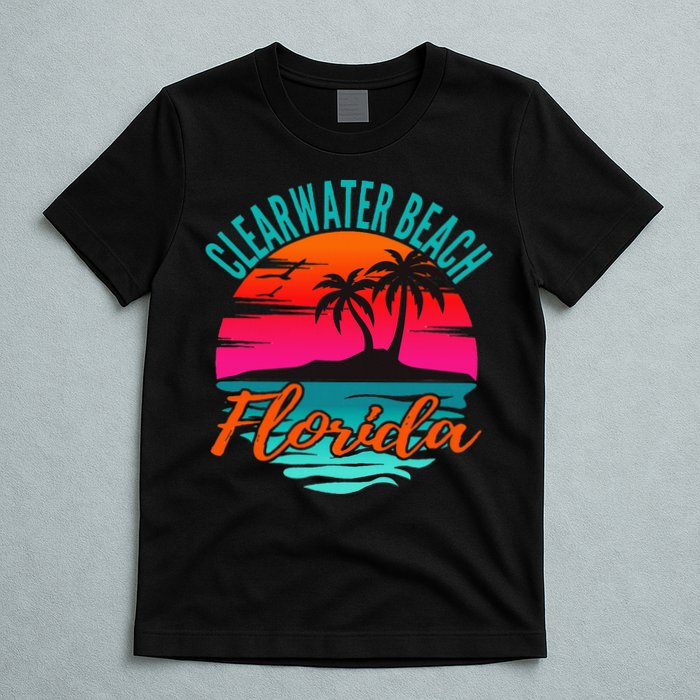 Clearwater Beach Florida Palm Tree Island Pink T-Shirt