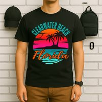 Clearwater Beach Florida Palm Tree Island Pink T-Shirt