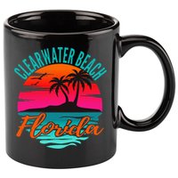 Clearwater Beach Florida Palm Tree Island Pink 11oz C Handle Ceramic Mug