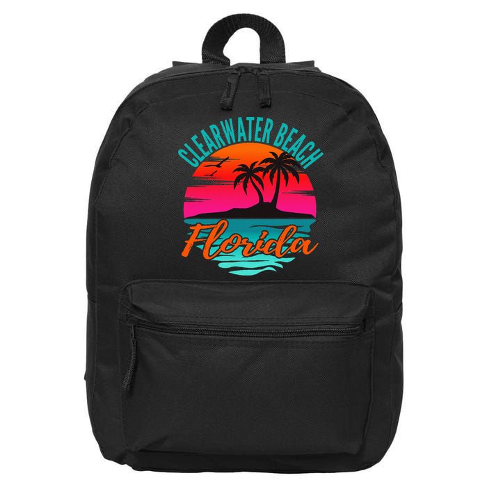 Clearwater Beach Florida Palm Tree Island Pink 16 in Basic Backpack