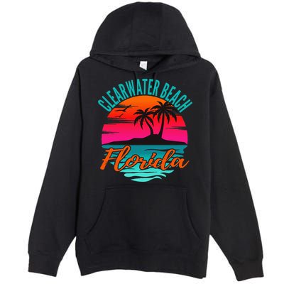 Clearwater Beach Florida Palm Tree Island Pink Premium Pullover Hoodie