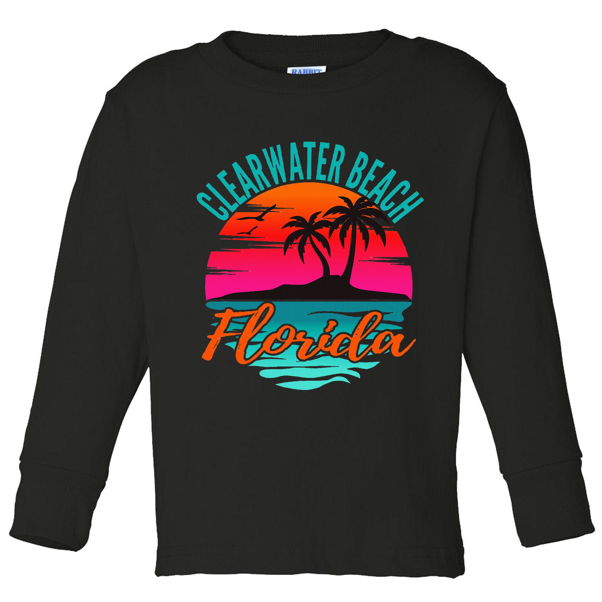 Clearwater Beach Florida Palm Tree Island Pink Toddler Long Sleeve Shirt