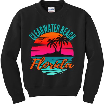 Clearwater Beach Florida Palm Tree Island Pink Kids Sweatshirt