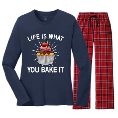 Cool Baking For Baker Cookie Cupcake Pastry Chef Women's Long Sleeve Flannel Pajama Set 