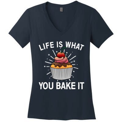 Cool Baking For Baker Cookie Cupcake Pastry Chef Women's V-Neck T-Shirt